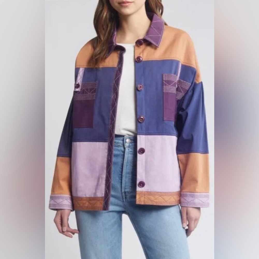 Sessun France Alghero Women’s Colorblock Barn Chore Jacket Size S 100% Cotton